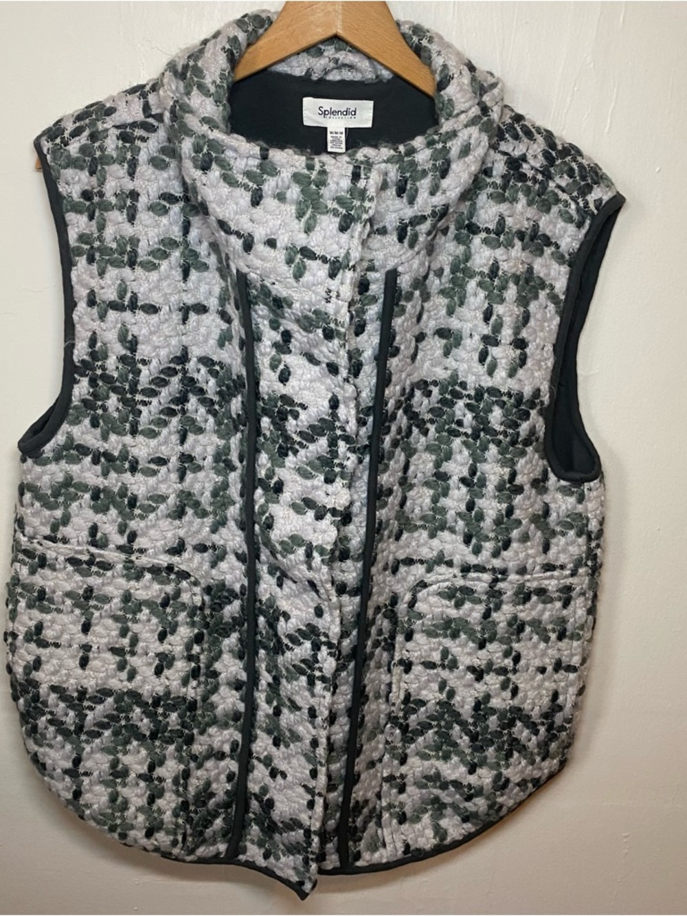 Splendid Collection Tweed Vest Women’s Medium Wool Blend Sleeveless Jacket Cozy